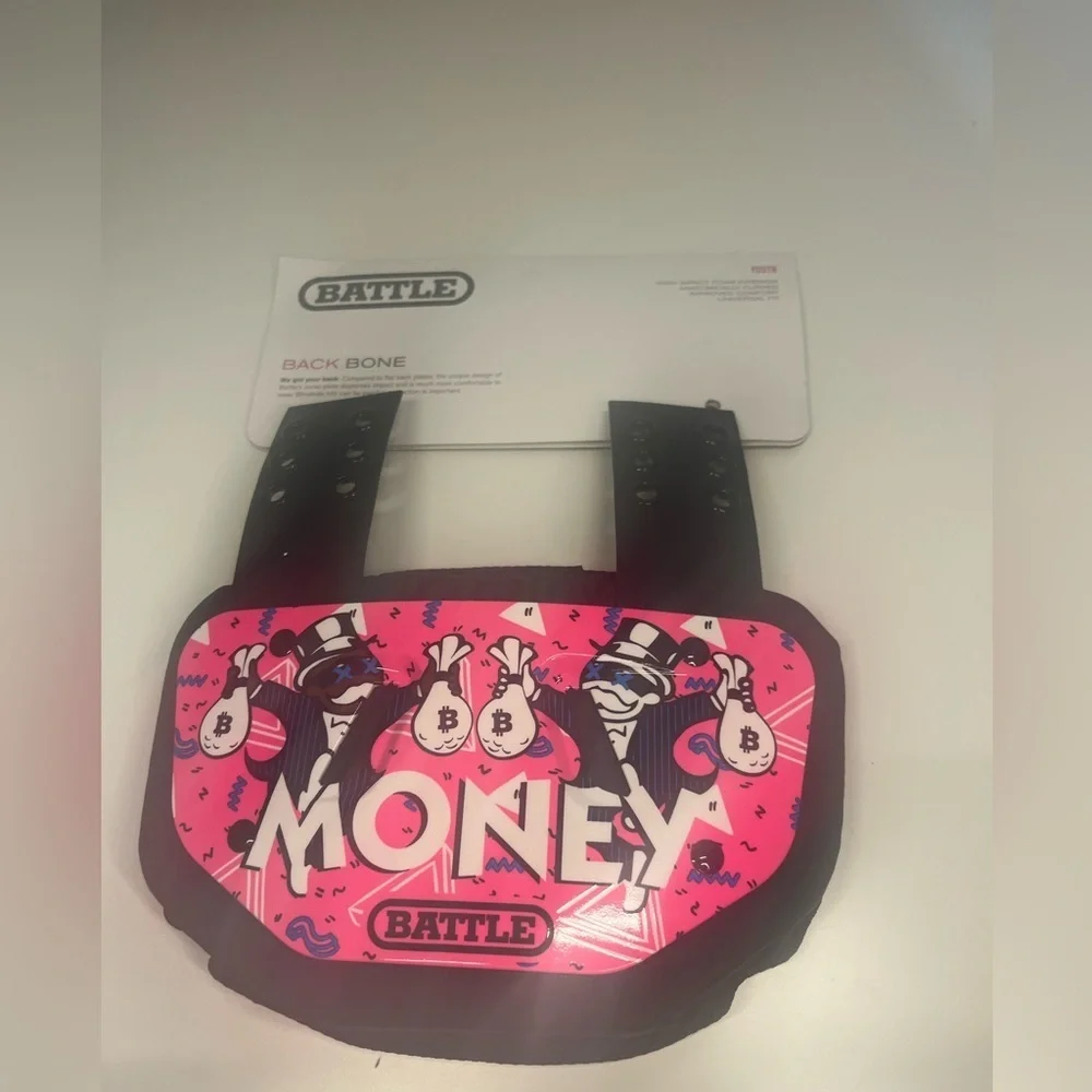 Battle Pink Money Football Back Plate Youth